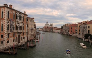 Looking east at the southern end of the Grand Canal from the Ponte dell'Accademia.