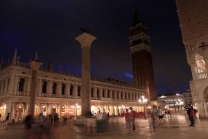 Another view of the Piazza San Marco at night.