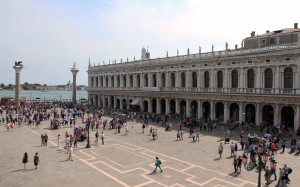 The Piazza San Marco and the two columns, seen from the Doge's Palace.