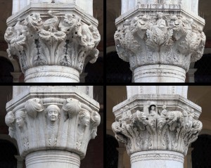 Unique capitals on the columns around the Doge's Palace.
