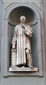 Sculpture of Niccolo Machiavelli outside the Uffizi Gallery.