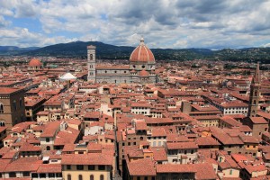 Looking north toward the Florence Cathedral from the Palazzo Vecchio.