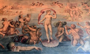 'The Gods of Water Pay Tribute to Venus, Born of Saturn's Seed Spilled in to the Sea' - a painting inside the Room of the Elements.