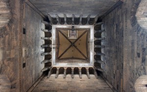 Looking up inside the Bell Tower.