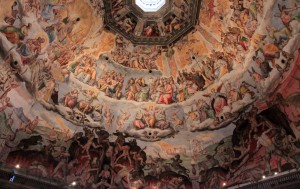 The frescoes on the dome inside the Florence Cathedral.