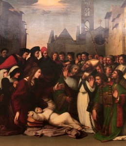 'St. Zenobius Raises a Boy from the Dead' by Ridolfo del Ghirlandaio (1516 AD).