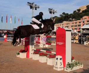 Yazmin Pinchen (from Great Britain) taking a jump.