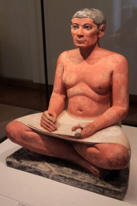 'The Seated Scribe' from the 4th/5th Dynasty in Egypt (2600-2350 BC).