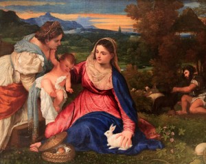 'The Virgin and Child with Saint Catherine and a Shepherd' (known as "The Madonna of the Rabbit") by Titian (ca. 1525-1530).