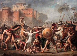 'The Intervention of the Sabine Women' by Jacques-Louis David (1799 AD).