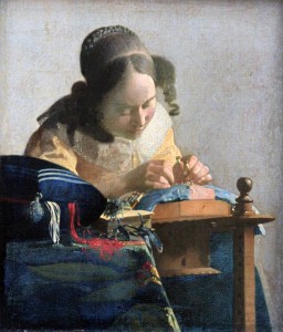'The Lacemaker' by Johannes Vermeer (1670 AD).