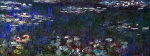 Closeup of 'Green Reflections', a panoramic canvas from 'Water Lilies', by Claude Monet (ca. 1914-1926 AD) - exhibited in the Musée de l'Orangerie.