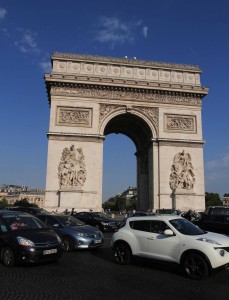 The Arc de Triomphe de l'Étoile (“Arch of Triumph of the Star”), which stands in the center of the Place Charles de Gaulle.