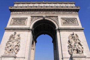 Another view of the Arc de Triomphe, which was inaugurated in 1836 AD.