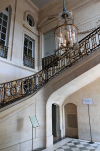 The Grand Staircase in the Petit Trianon, which was built in 1768 AD during the reign of Louis XV.