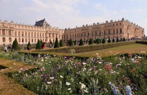 The Palace of Versailles seen from the Three Fountains Grove.