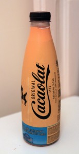 A bottle of Cacaolat (chocolate milk) that tasted great.