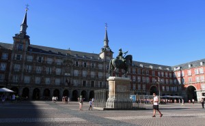 The Plaza Mayor - the central plaza in Madrid, which was built during Philip III’s reign (1598-1621 AD). 