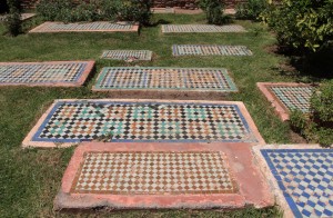 Burial markers outside at Saadian Tombs.