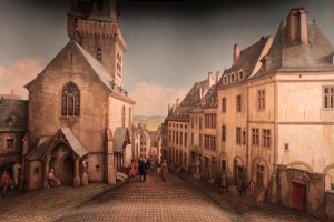 Part of a panorama depicting Luxembourg City when it was under Spanish rule.
