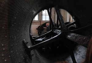 The carillon control drum inside the Belfry.
