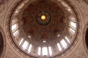 Looking up at the dome inside the Berlin Cathedral.