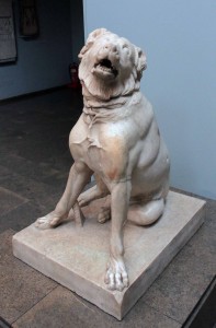 Statue of a Molossian hound, an extinct breed of dog, that is a 2nd-century AD Roman copy of a Hellenistic bronze original from the 2nd-century BC.