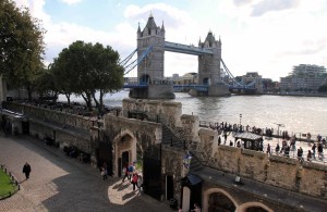The Tower Bridge, seen from the Tower of London.