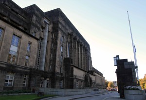 St. Andrew's House, the headquarters building of the Scottish Government, which stands on the site of the former Calton Jail.