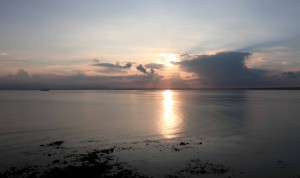 The sun setting on Dublin Bay, seen from Howth Head.