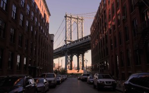 Manhattan Bridge, seen from Washington Street in Brooklyn.