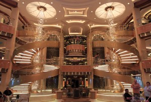 The spiral staircases at the piazza on Deck 6.