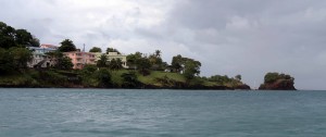 Houses along the coast of Saint Lucia, south of Castries City.