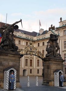 The Prague Castle guards, at the west entrance to the castle.