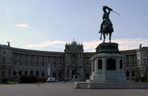 Hofburg Palace with the statue of Archduke Charles in the foreground.