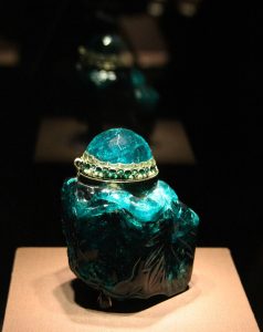 Emerald vessel made out of the largest cut emerald in the world: 2680 carats.