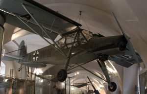 A Fieseler Fi 156 Storch aircraft used by the Nazis during World War II.