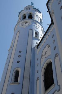 The Church of St. Elizabeth (commonly known as the "Blue Church"); built in 1908 AD, this is a Hungarian Secessionist Catholic Church in Bratislava.