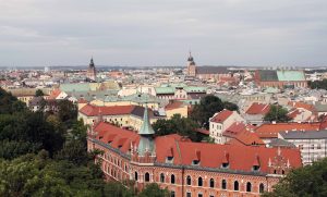 Kraków's Old Town seen from Wawel Cathedral, which is located on Wawel Hill.