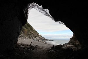 Entrance to the beach (through this natural tunnel) south of Riomaggiore.