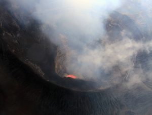 Peering down at the lava lake in Marum crater on Ambrym Island.